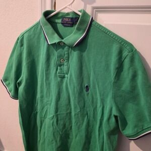 Polo Ralph Lauren Mens Classic Fit Green Pique Polo Shirt Purple Pony Size M